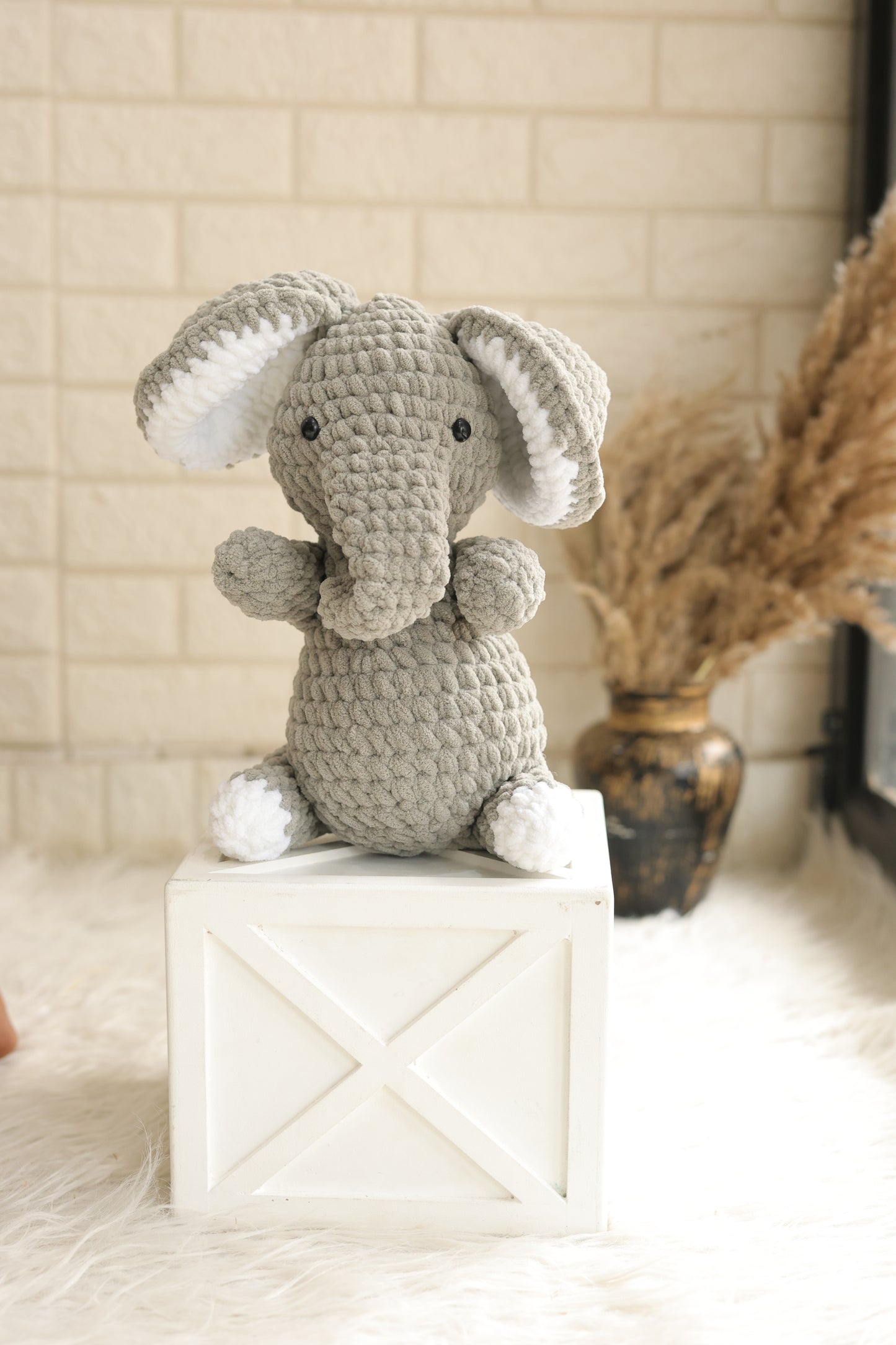 Handmade Crochet Elephant – 10–11 Inches Grey