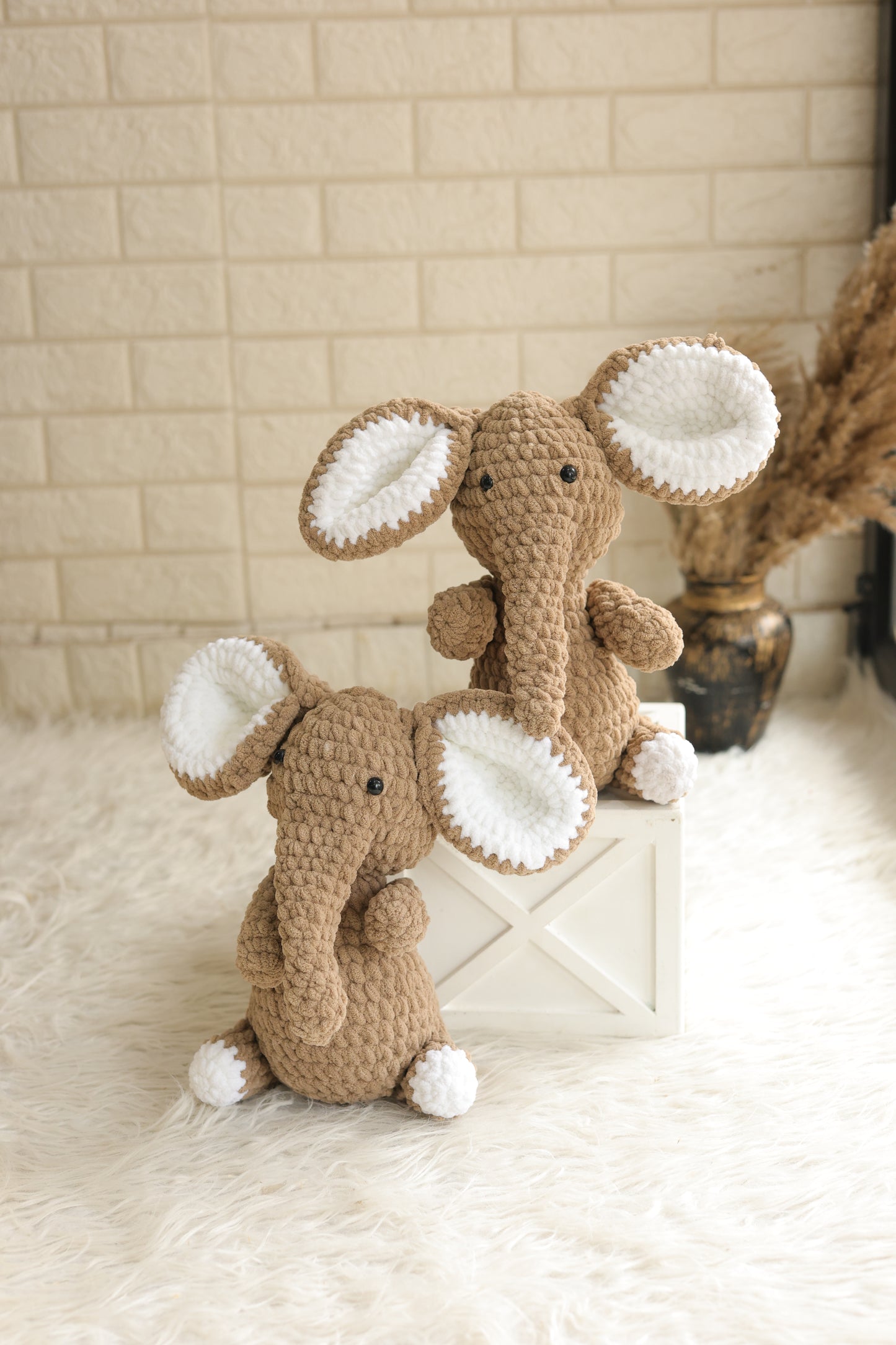Handmade Crochet Elephant – 10–11 Inches Brown