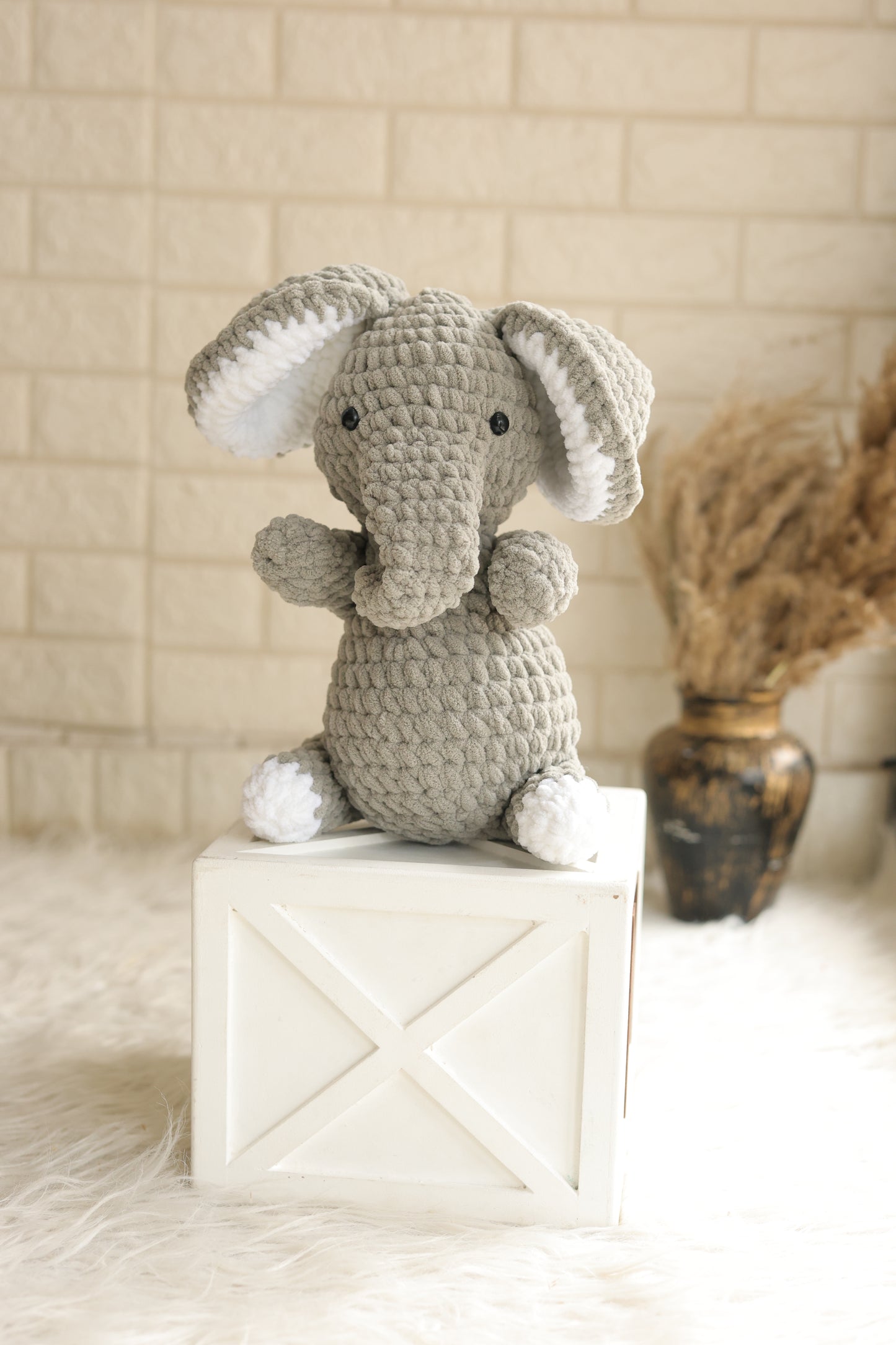 Handmade Crochet Elephant – 10–11 Inches Grey