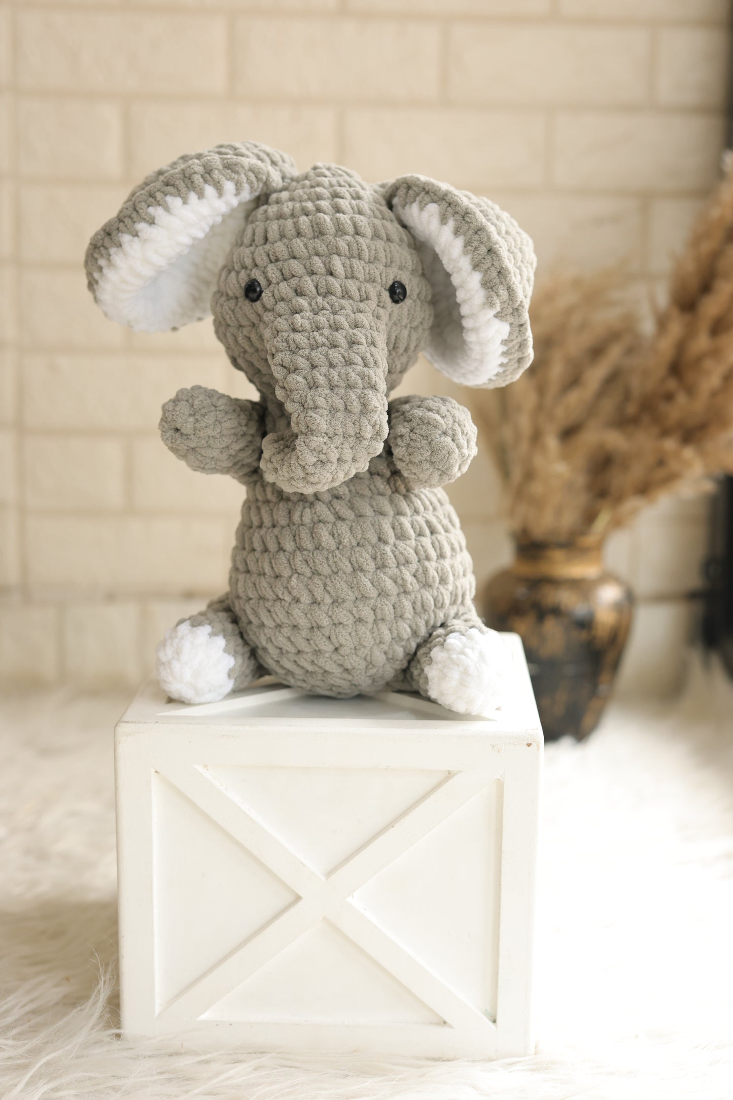 Handmade Crochet Elephant – 10–11 Inches Grey
