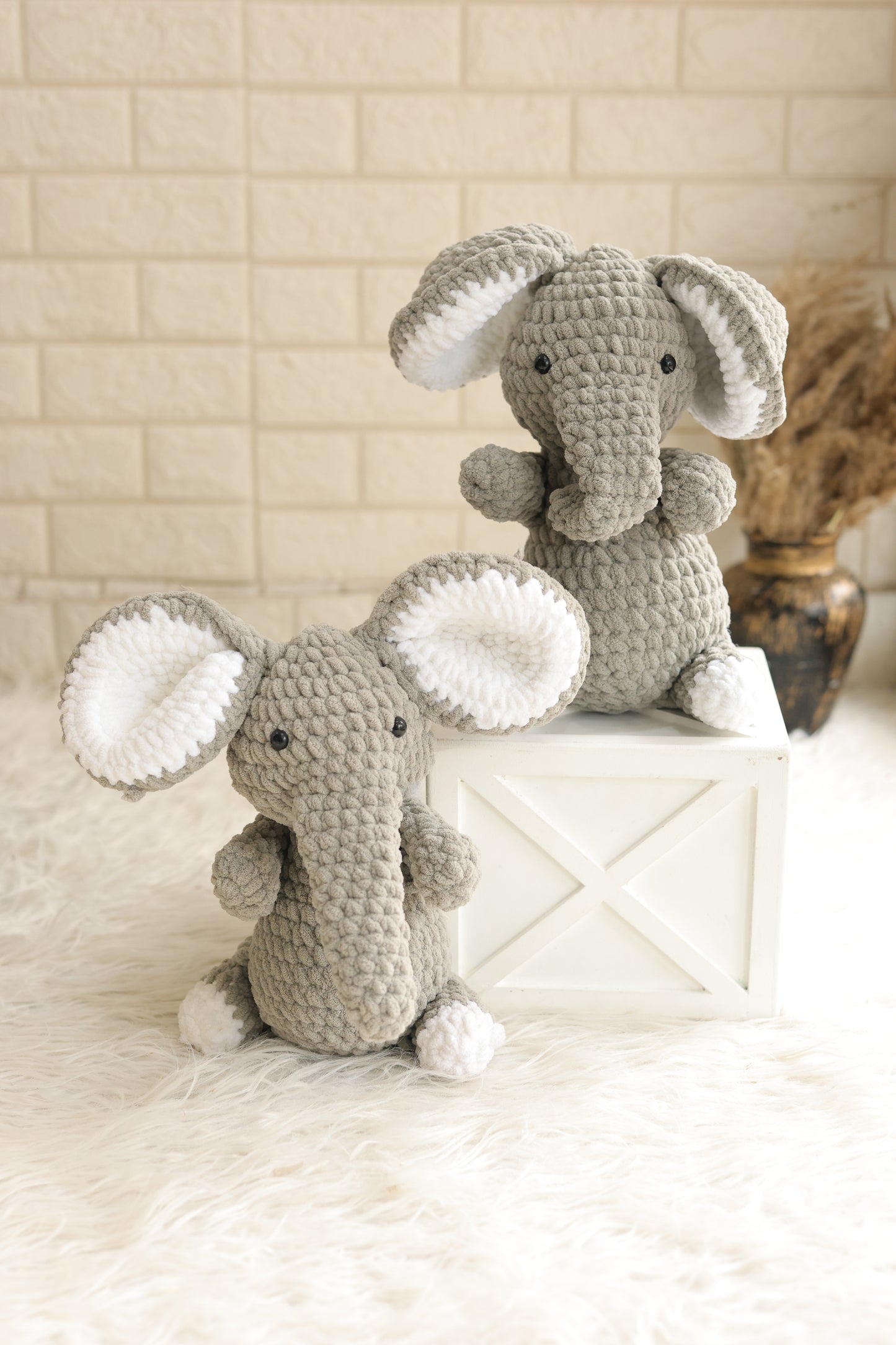 Handmade Crochet Elephant – 10–11 Inches Grey
